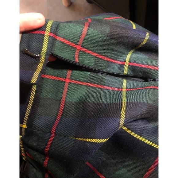 O'Neills of Dublin vintage 100% wool green red navy plaid skirt size 6 p - Picture 3 of 11